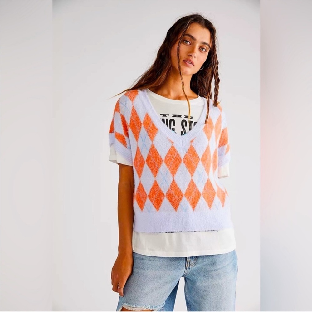 Free People Through‎ the Motions Argyle Knit Sweater